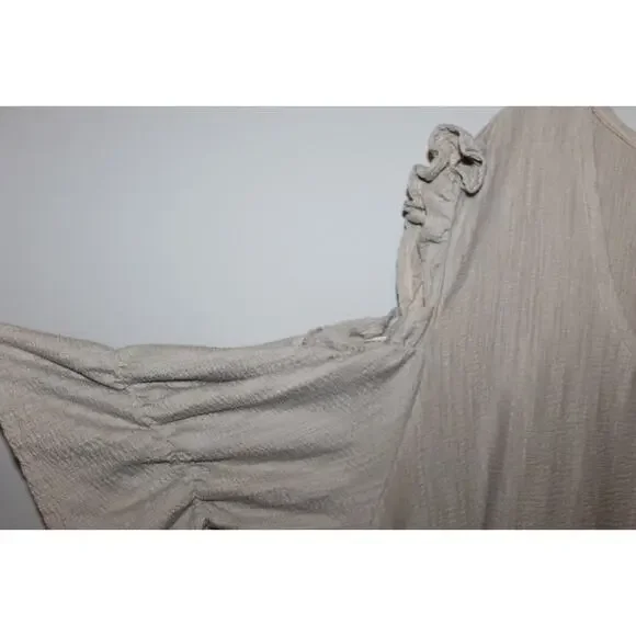 Farmhouse Frocks Cold Shoulder Lagonlook Oversized Tunic Top Tan Plus Size XXXL - Picture 9 of 16